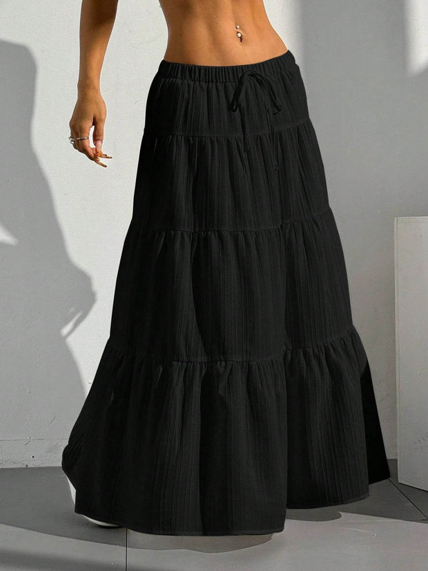 White Skirt Lace-up Large Swing Skirt Loose Long Dress - OFEBHS.PT