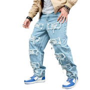 Men's Jeans Worn Stretch Slim Fit - OFEBHS.PT
