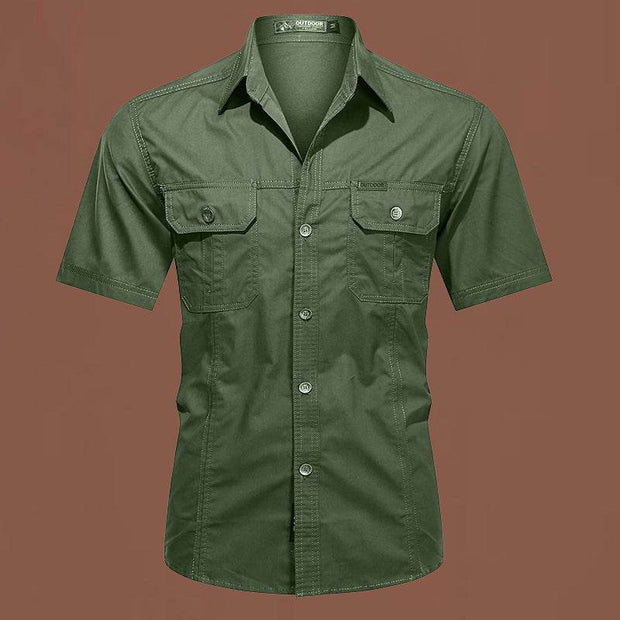 Workwear Short Sleeve Cotton Work Clothes Shirt Outdoor Loose Men's Shirt - OFEBHS.PT