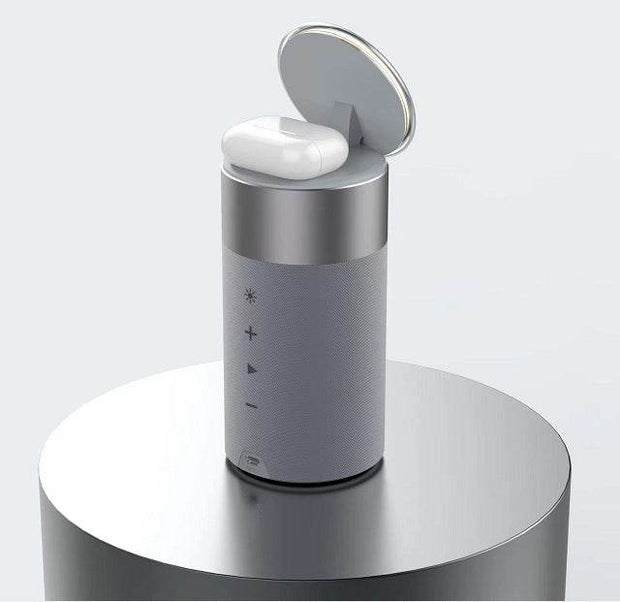3 In 1 Multi-Function IPhone And AirPods Wireless Charger Portable Bluetooth Speaker With Touch Lamp For Home And Office - OFEBHS.PT