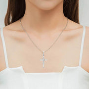 Alloy Pendant With Diamond And Eight-character Cross Necklace - OFEBHS.PT