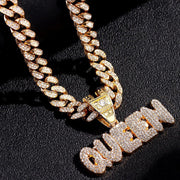 European And American Queen Alphabet Pendant Cuban Necklace
