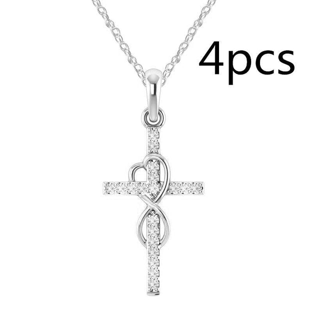 Alloy Pendant With Diamond And Eight-character Cross Necklace - OFEBHS.PT