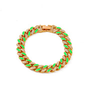 Two-tone Oil Drop Rhinestones Cuban Bracelet Street