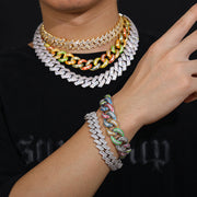 Men's Hip Hop Long Button Head Zircon Diamond Cuban Necklace