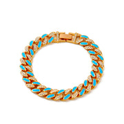 Two-tone Oil Drop Rhinestones Cuban Bracelet Street