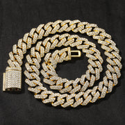 Trendy 18mm Silver Cuban Diamond Alloy Necklace