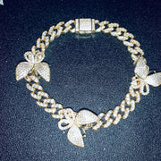 Men And Women Zircon Butterfly Cuban Necklace Clavicle Chain Jewelry