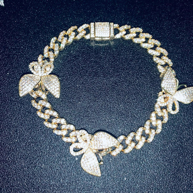 Men And Women Zircon Butterfly Cuban Necklace Clavicle Chain Jewelry