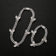 Men And Women Zircon Butterfly Cuban Necklace Clavicle Chain Jewelry
