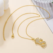 1PCS Fashionable Gold Diamond Crown Uppercase Letter Popular Pendant Necklace Suitable For Daily Use Festivals Parties Gifts Jewelry Set