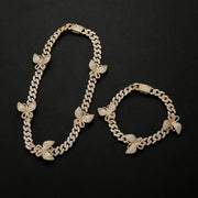 Men And Women Zircon Butterfly Cuban Necklace Clavicle Chain Jewelry
