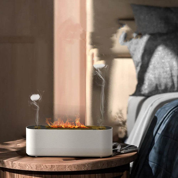 Flame Air Humidifier Ultrasonic 7 Colors Aroma Diffuser LED Cool Mist Maker Fogger Essential Oil Room Fragrance Office Home Decor - OFEBHS.PT