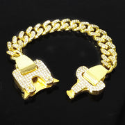 Punk Diamond Safety Buckle Buckle Cuban Chain Bracelet
