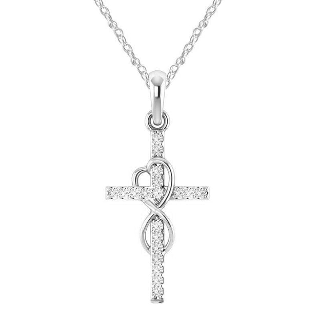 Alloy Pendant With Diamond And Eight-character Cross Necklace - OFEBHS.PT