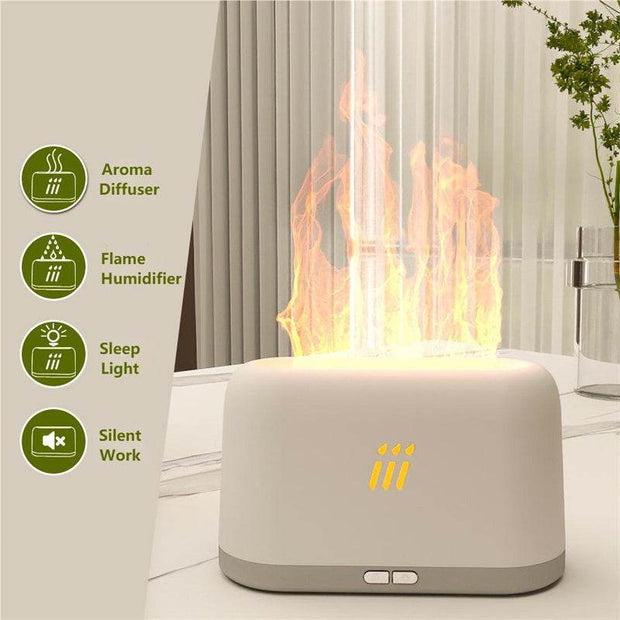 Flame Aroma Diffuser Air Humidifier Ultrasonic Cool Mist Maker Fogger Led Essential Oil Flame Lamp Difusor - OFEBHS.PT