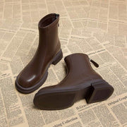 Women's Thick Heel Flat Ankle Boots - OFEBHS.PT