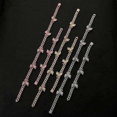 Men And Women Zircon Butterfly Cuban Necklace Clavicle Chain Jewelry
