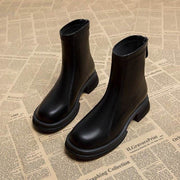 Women's Thick Heel Flat Ankle Boots - OFEBHS.PT